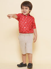 Boys Printed Christmas Red Shirts