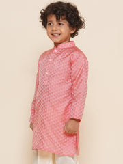 Boys Red Colour Art Silk Kurta