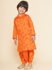 Boys Leaf Design Printed Kurta