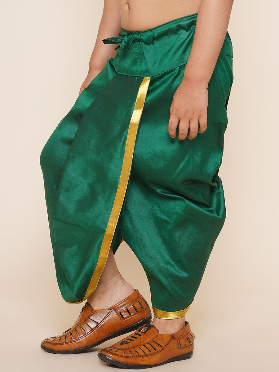 Boys Green Colour Gold Border Dhotipant