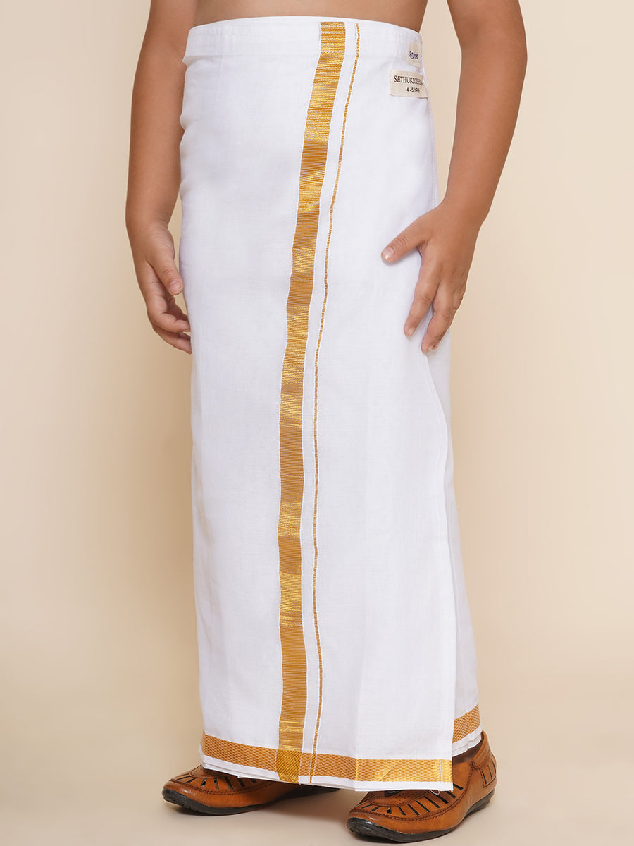 Boys White Colour Cotton Readymade Dhoti