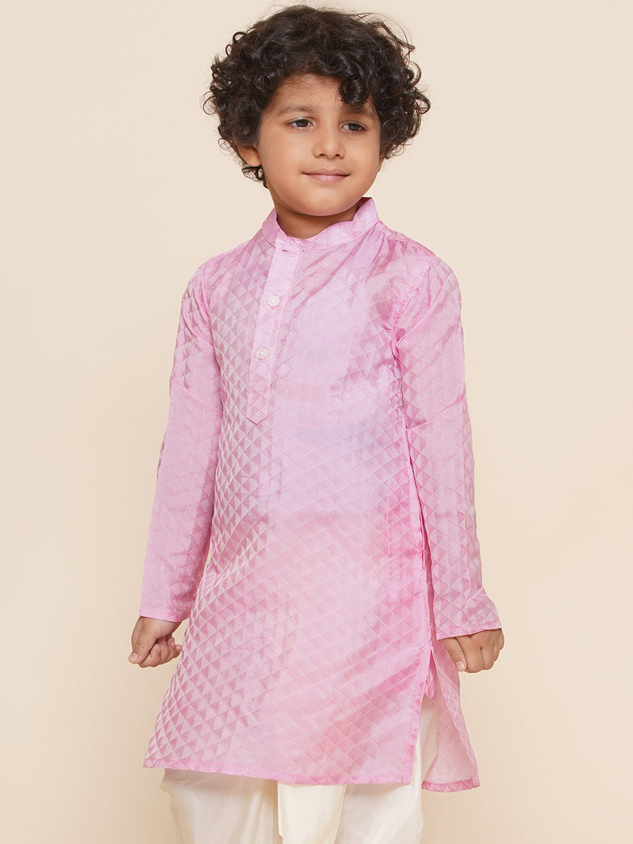 Boys Pink Colour Art Silk Kurta