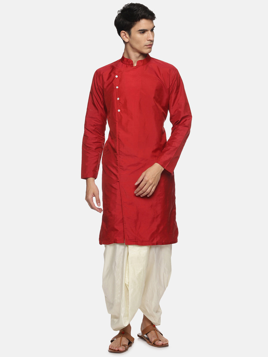 Men Off White Colour Polyester Viscose Dhoti Pant / Panjakejam