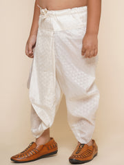 Boys Cream Colour Self Design Dhotipant