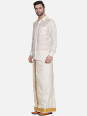 Sethukrishna Mens Self Design Shirt Dhoti set