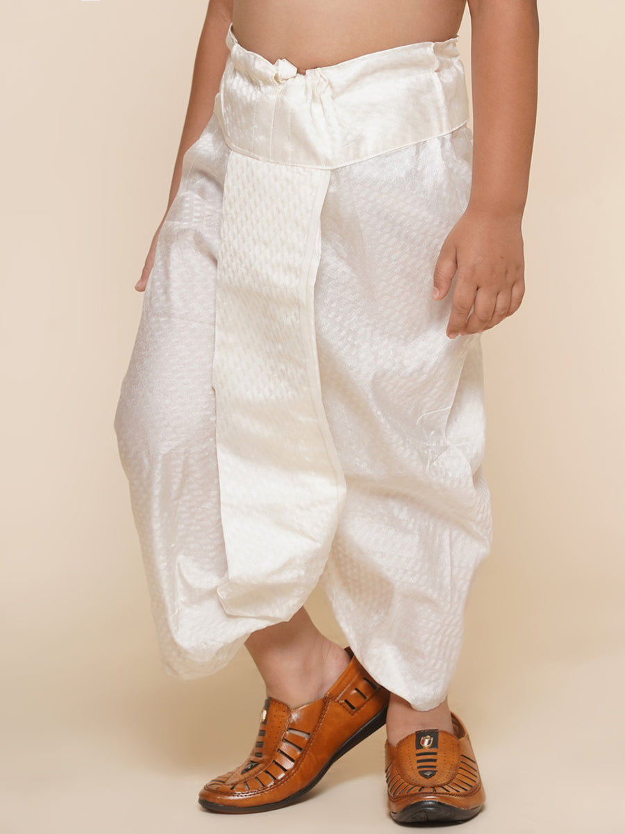 Boys Self Design Cream Colour Dhotipant