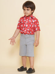 Boys Printed Christmas Red Shirts