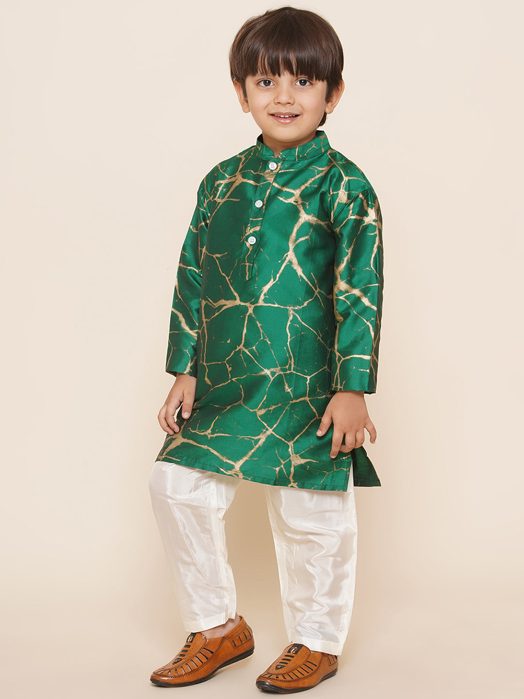 Boys Marble Printed Kurta Pyjama Set