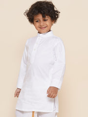 Boys White Colour Plain Cotton Kurta