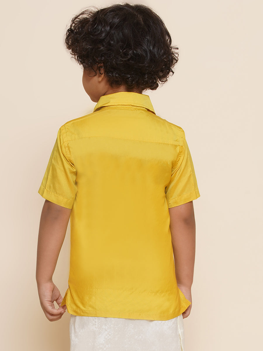 Boys Yellow Colour Polyester Shirt