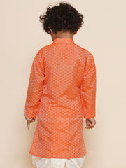 Boys Orange Colour Art Silk Kurta