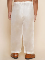 Boys Off White Colour A Mix Plain Pyjama