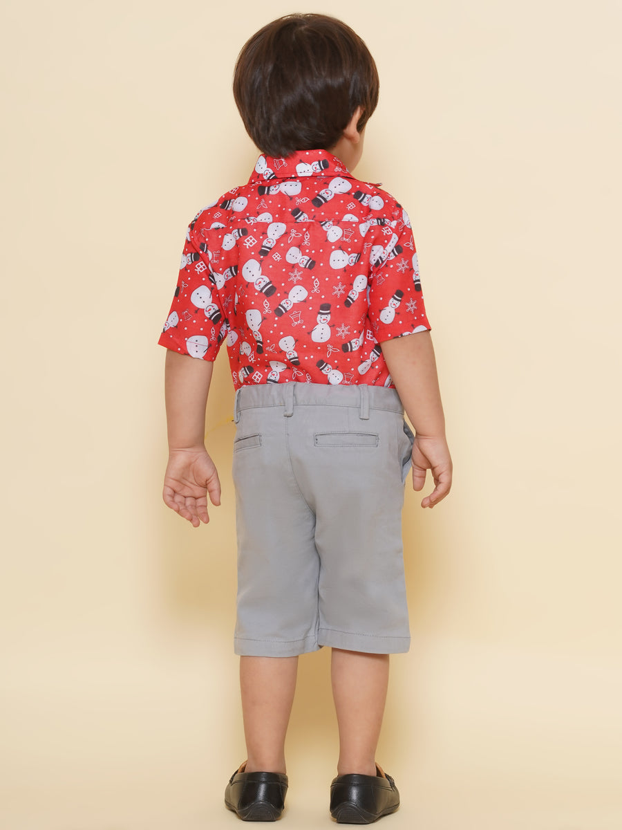 Boys Printed Christmas Red Shirts