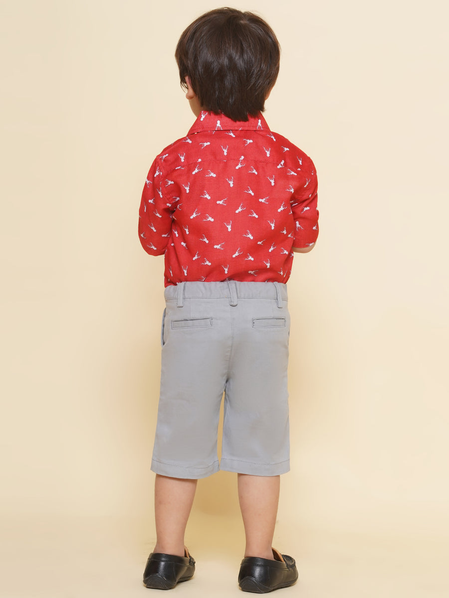 Boys Printed Christmas Red Shirts