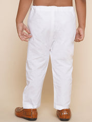Boys White Colour Cotton Plain Pyjama