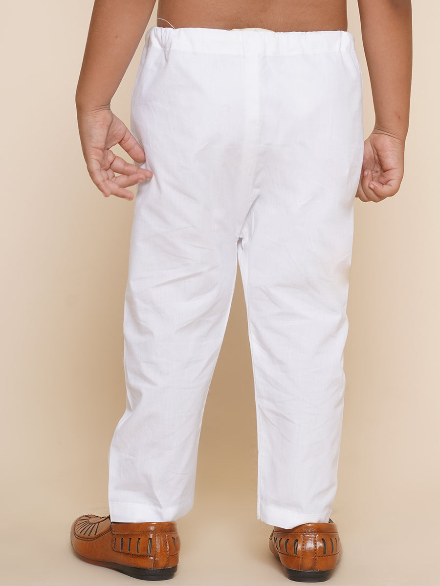 Boys White Colour Cotton Plain Pyjama