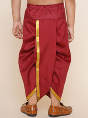 Boys Maroon Colour Gold Border Dhotipant