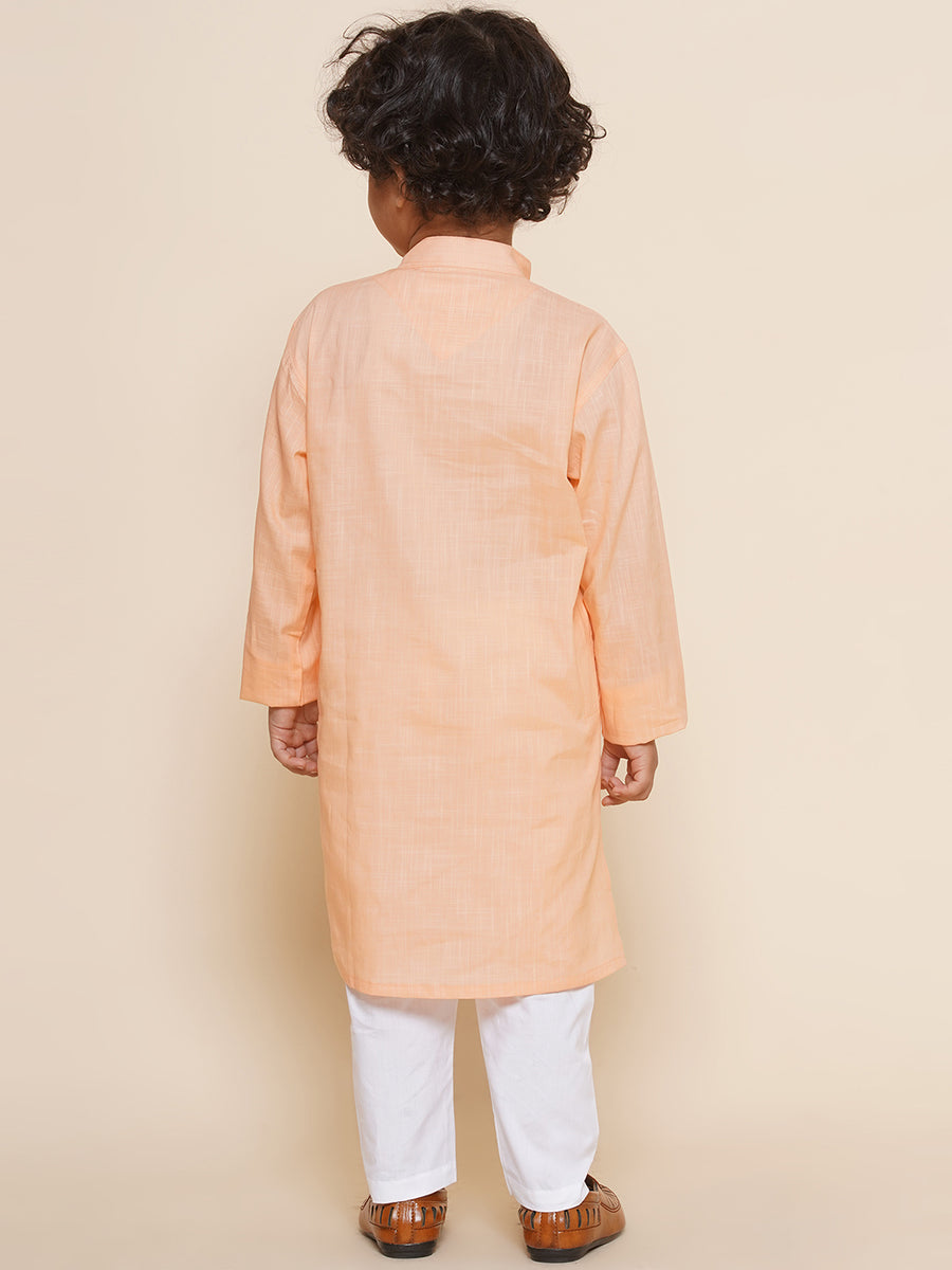 Boys Solid Colour Cotton Kurta Pyjama Set