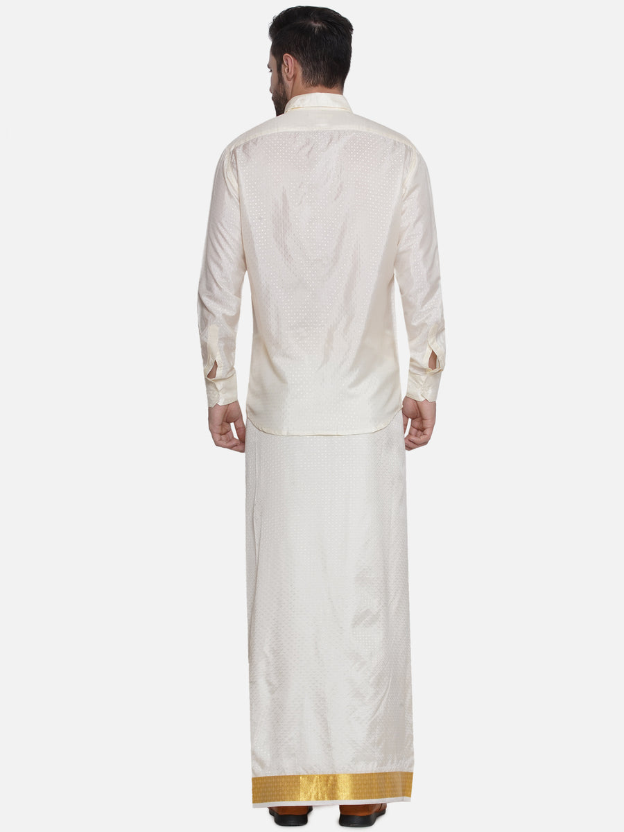 Sethukrishna Mens Self Design Shirt Dhoti set