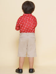 Boys Printed Christmas Red Shirts