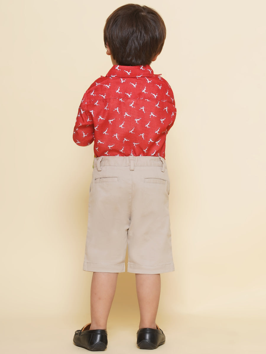 Boys Printed Christmas Red Shirts