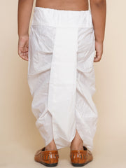 Boys Solid White Colour Art Silk Dhoti Pant