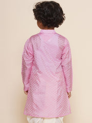 Boys Pink Colour Art Silk Kurta