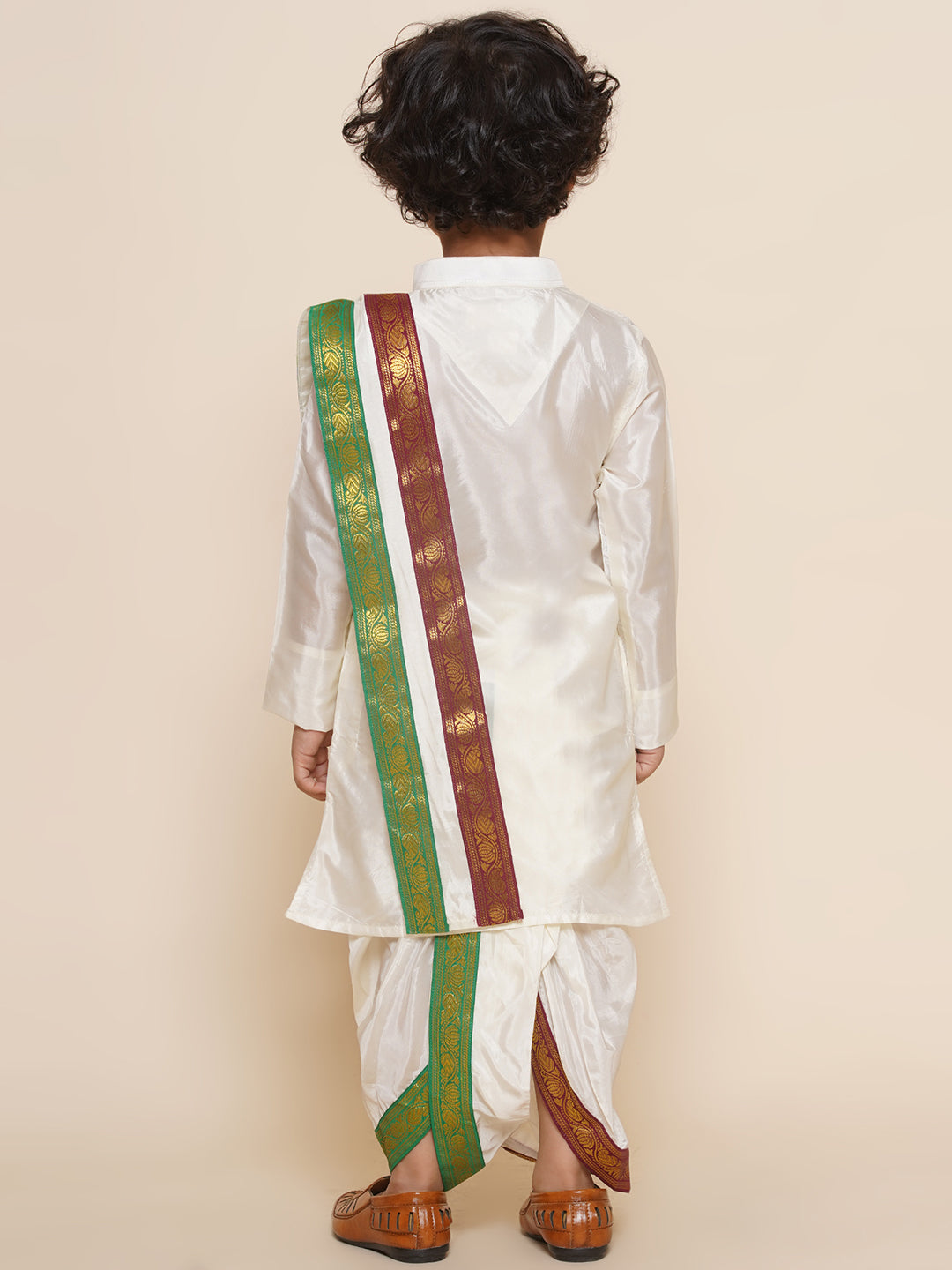 Sethukrishna Boys Printed Kurta and Dhotipant with Angavastram
