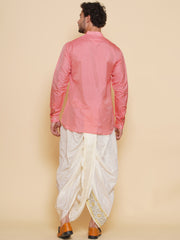 Mens Short Kurta with Embroidery Dhotipant
