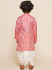 Boys Solid Colour Art Silk Kurta Dhoti Pant Set