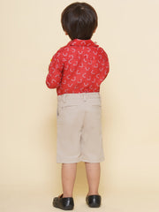 Boys Printed Christmas Red Shirts