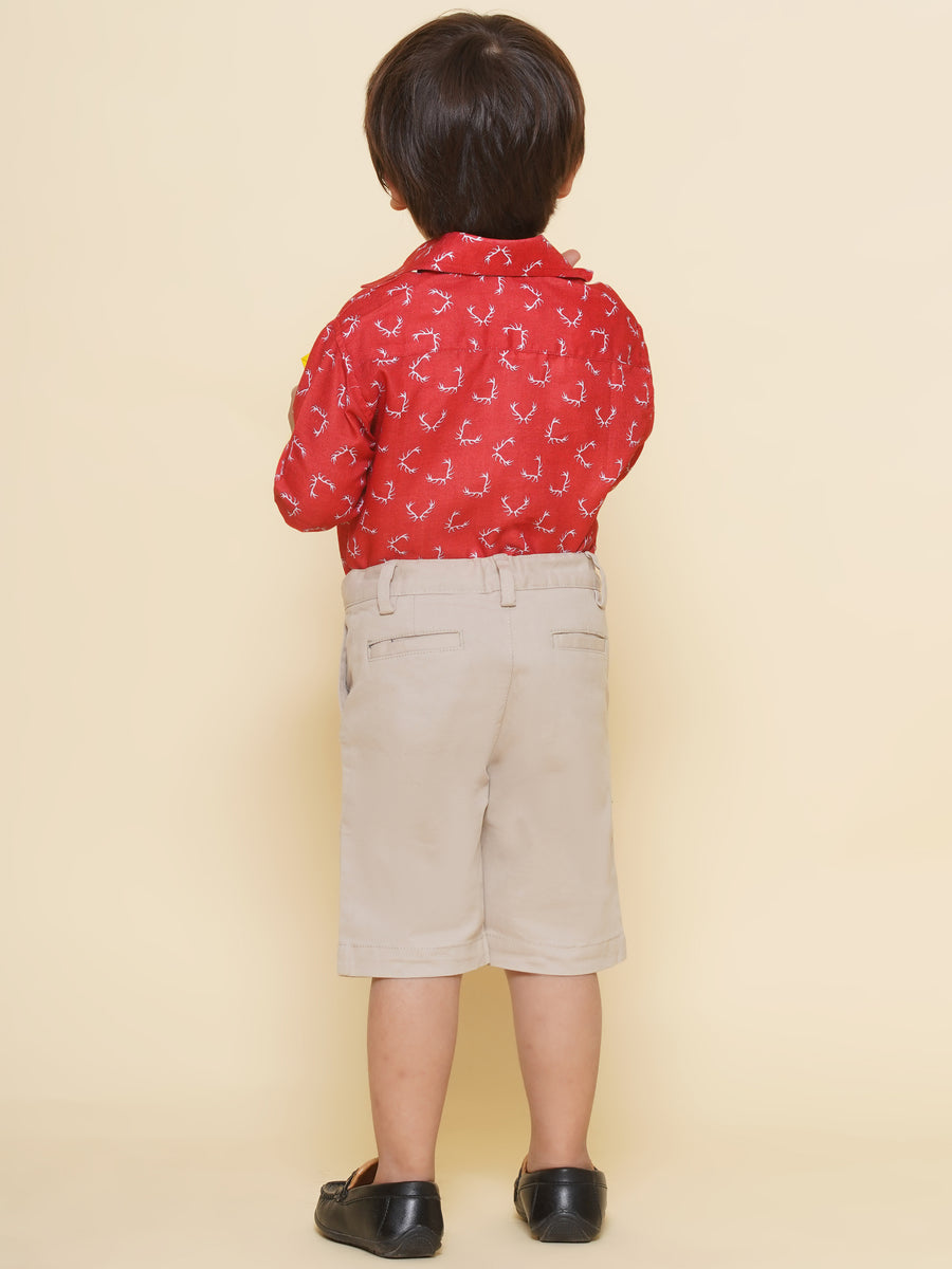 Boys Printed Christmas Red Shirts