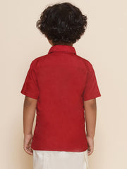 Boys Maroon Colour Polyester Shirt