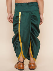 Boys Dark Green Colour Gold Border Dhotipant