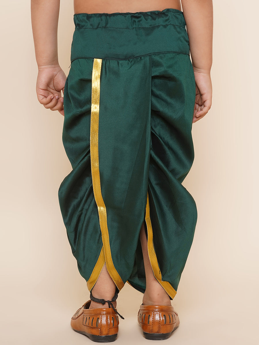 Boys Dark Green Colour Gold Border Dhotipant