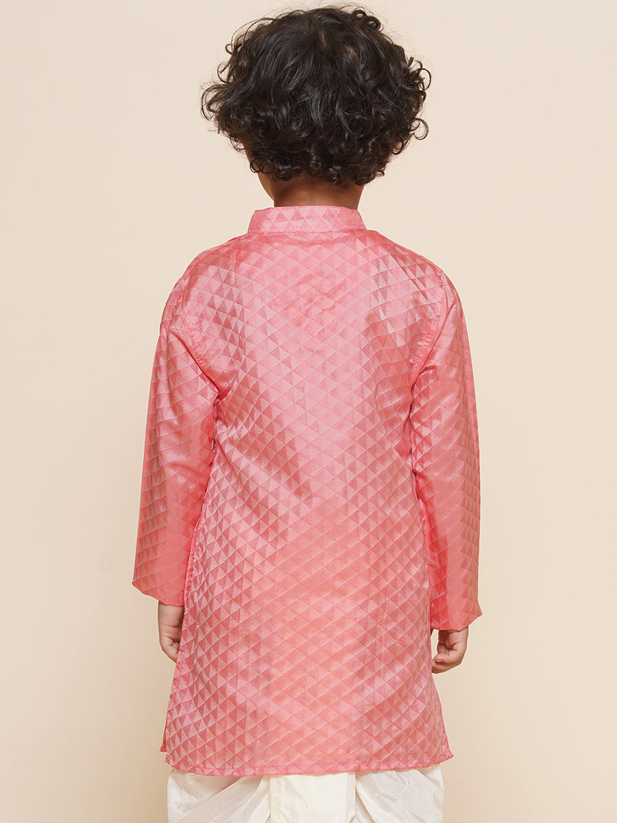 Boys Red Colour Art Silk Kurta