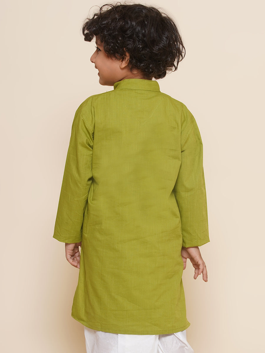 Boys Green Colour Cotton Kurta