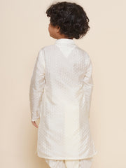 Boys Off White Colour Art Silk Kurta