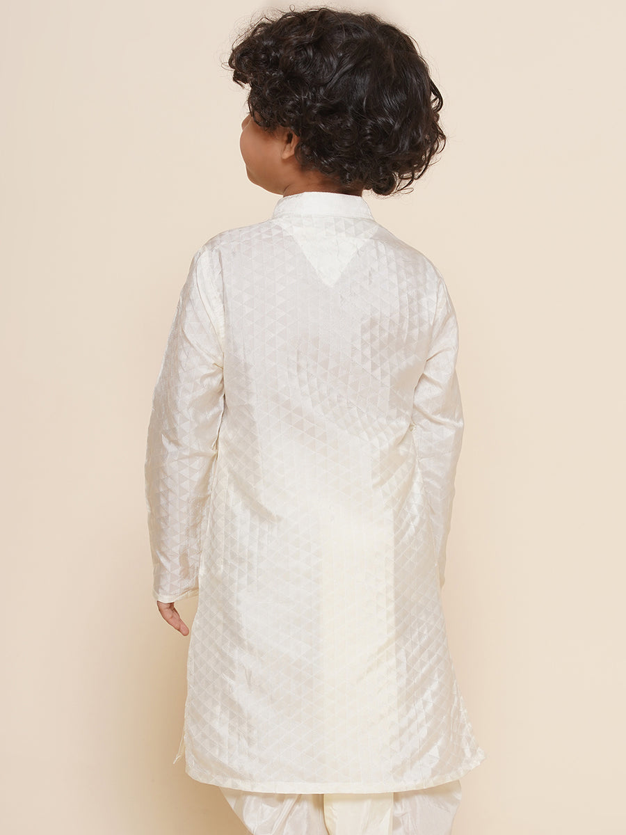 Boys Off White Colour Art Silk Kurta