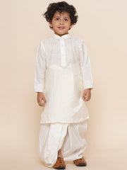 Boys Cream Colour Self Design Dhotipant