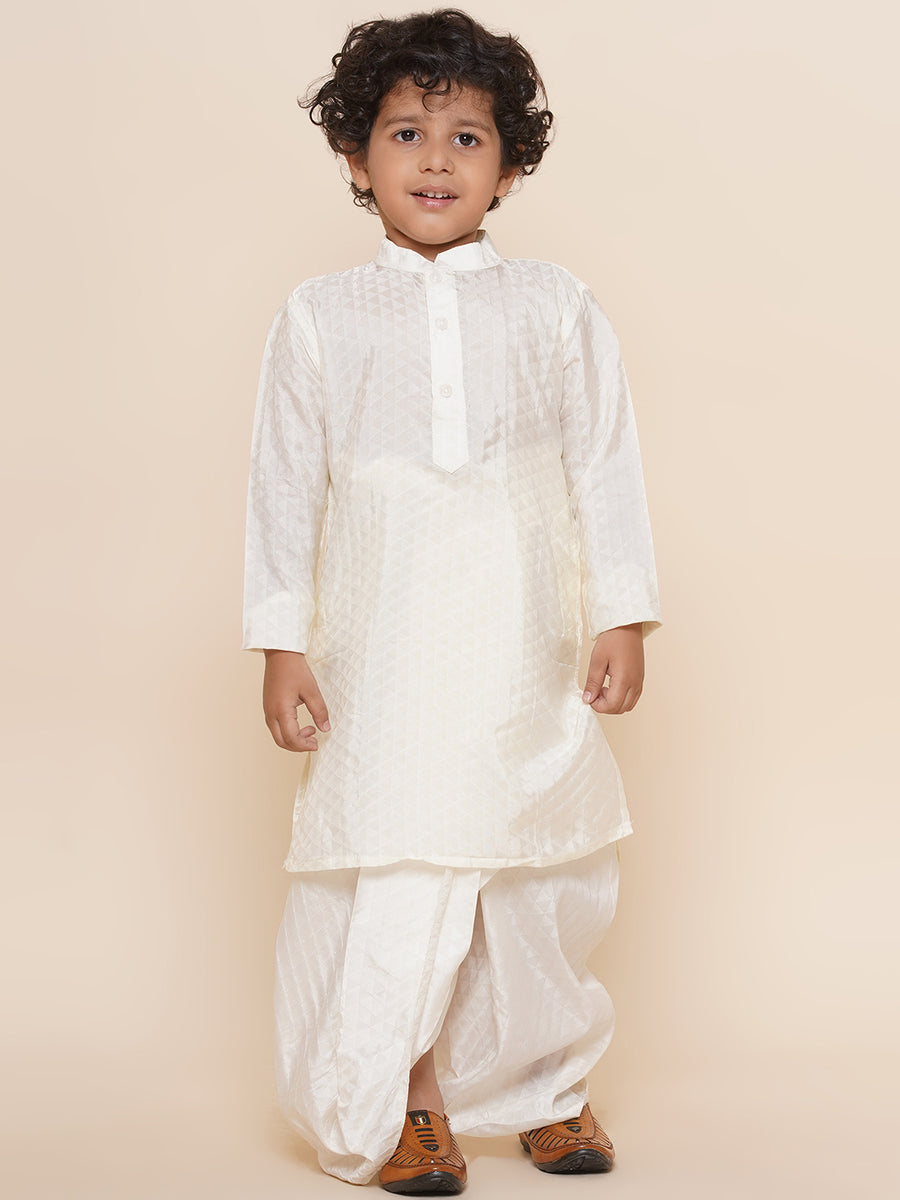 Boys Cream Colour Self Design Dhotipant