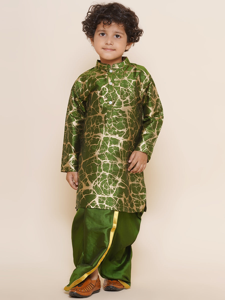 Boys Olive Colour Gold Border Dhotipant