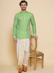 Sethukrishna Mens Short Kurta with Embroidery Dhotipant