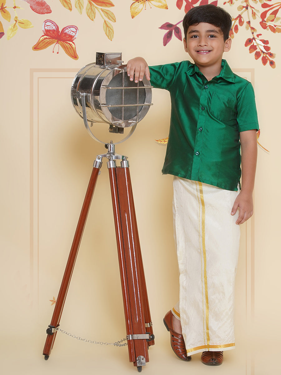 Boys Solid Colour Shirt and Dhoti Set