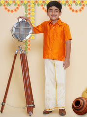 Boys Solid Colour Shirt and Dhoti Set
