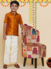 Boys Solid Colour Shirt and Dhoti Set