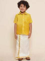Boys Yellow Colour Polyester Shirt