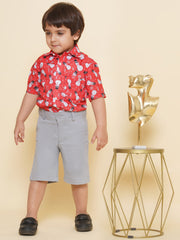 Boys Printed Christmas Red Shirts