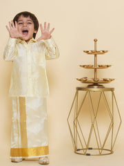 Sethukrishna Boys Solid Colour Self Design Shirt with Dhoti