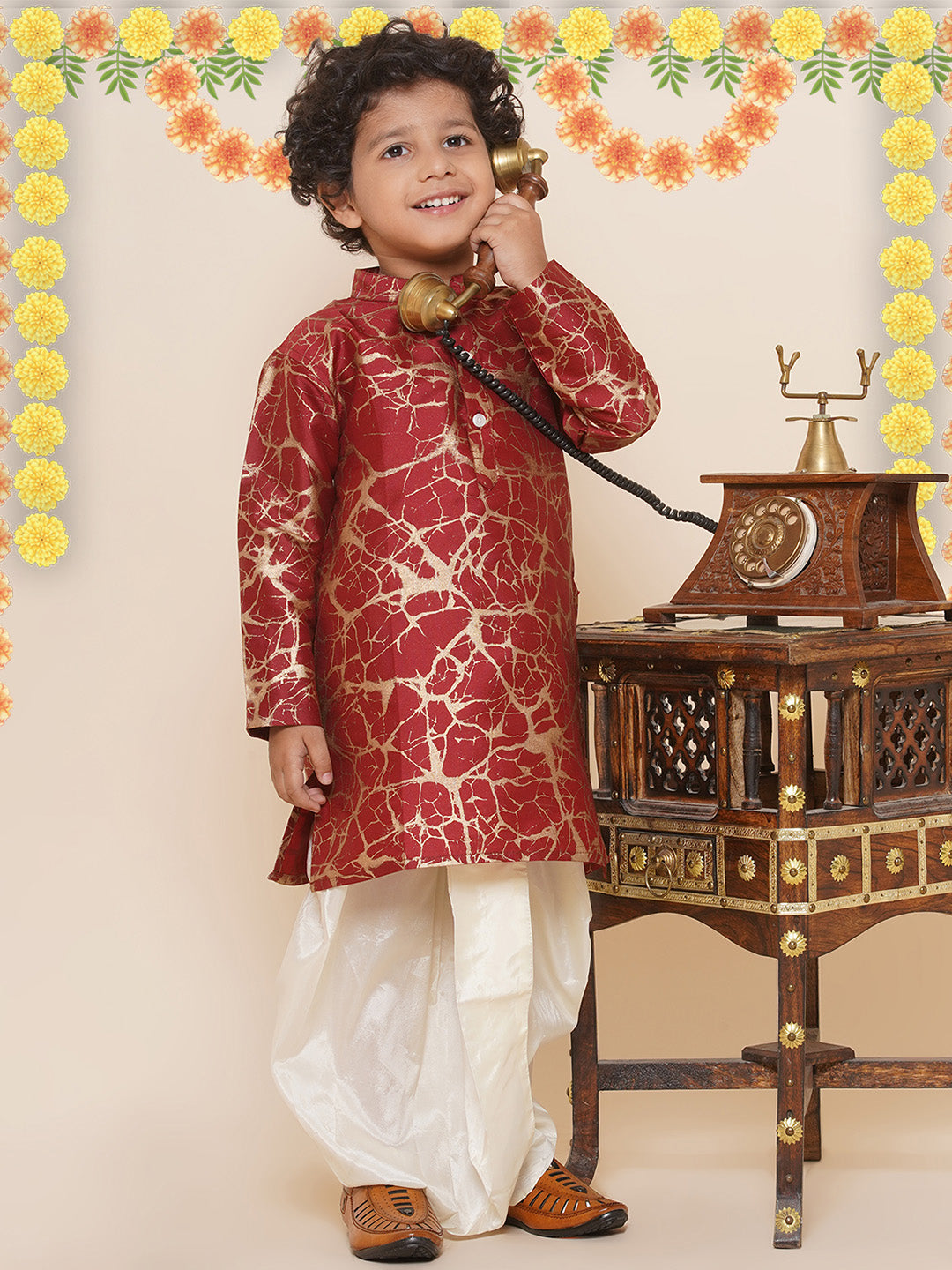 Boys Printed Kurta and Dhotipant Set